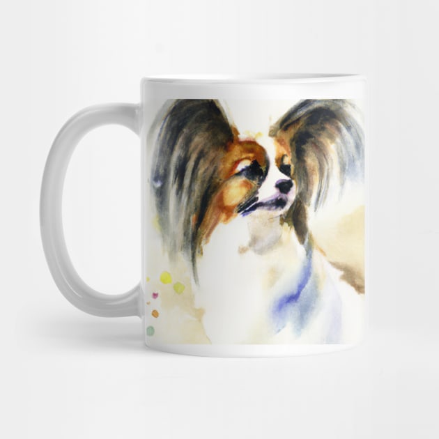 Papillon Watercolor Painting - Dog Lover Gifts by Edd Paint Something